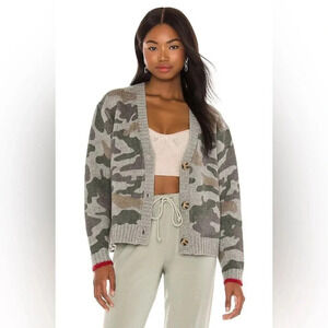 Sundry Camo Cardigan Sweater Boxy